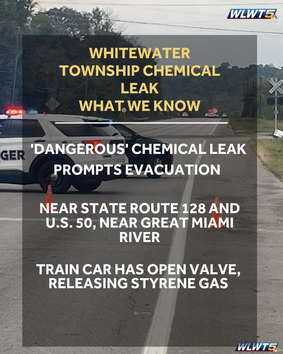 WHAT WE KNOW: A dangerous chemical leak in Whitewater Township has prompted an evacuation order for people in the area. wlwt.com/article/chemic…