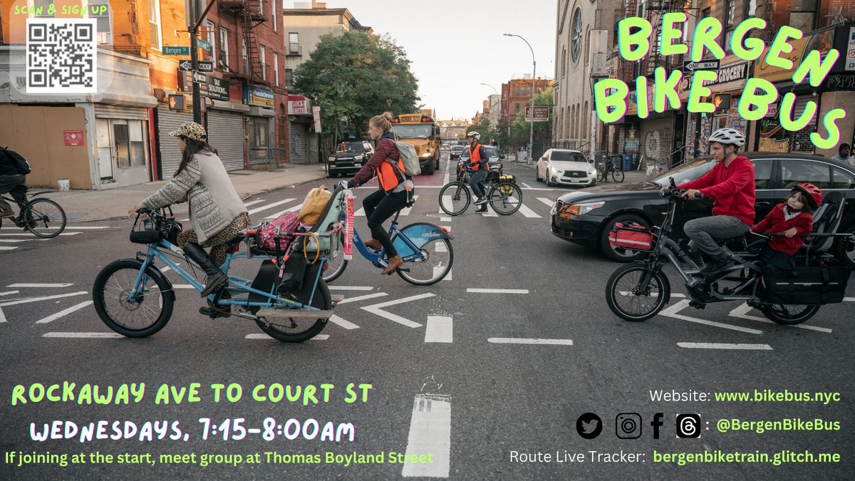 Hi y'all! Tomorrow is Zero Emissions Day (part of #ClimateWeekNYC ) encouraging all of us to reduce greenhouse gases by walking, biking, or taking mass transit. Start your morning w/ us or a #BikeBus near you! Our tracker goes live at 7:15. 

See you in the AM  🌎✨🚲 Let's roll!