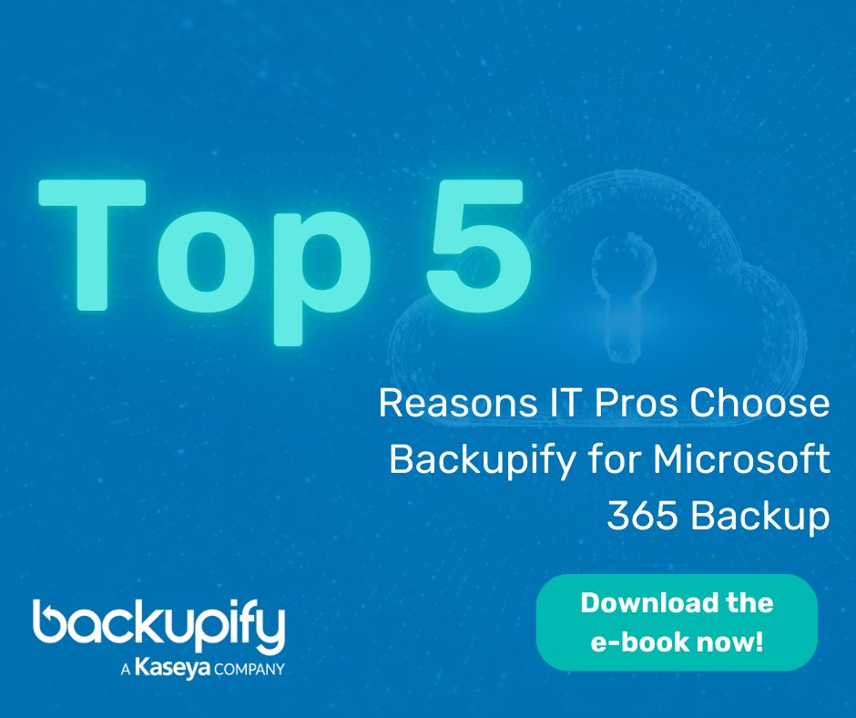 Backupify's tweet image. Want to know the top reasons IT pros choose Backupify? 

Download our free eBook and see for yourself 👉 bit.ly/3XJQHsb

#Microsoft365 #DataProtection #SaaSBackup