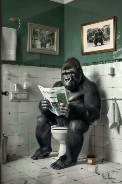 sam_postelnik's tweet photo. A gorilla sitting on the toilet reading a newspaper in a large posh bathroom...

A picture is worth 1,000 words. Why are we creating art this way?

Text alone is missing something. It’s missing the creative touch artists bring—that takes their work from good to great. https://t.co/fSRGYDuBrK