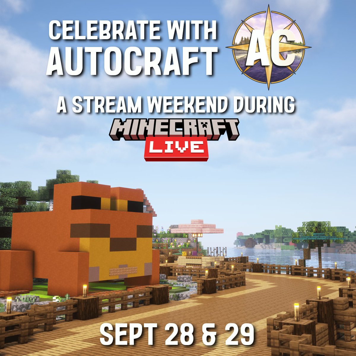 This weekend we're going all out with 34 hours of non-stop AutoCraft streams!
Join us for this epic weekend as we celebrate the hype of Minecraft Live together with the AutoCraft crew!