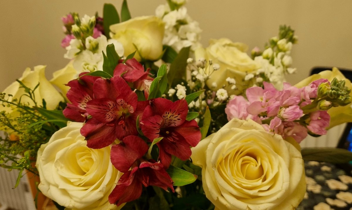 LelluR's tweet image. When shopping at the little East Putney @waitrose a staff member asked how I was managing with my crutches & she asked me to wait. She came back with these beautifully scented #flowers. This branch has the best staff ever. Thank you so much!
#CelebrationBouquet #roses #stocks