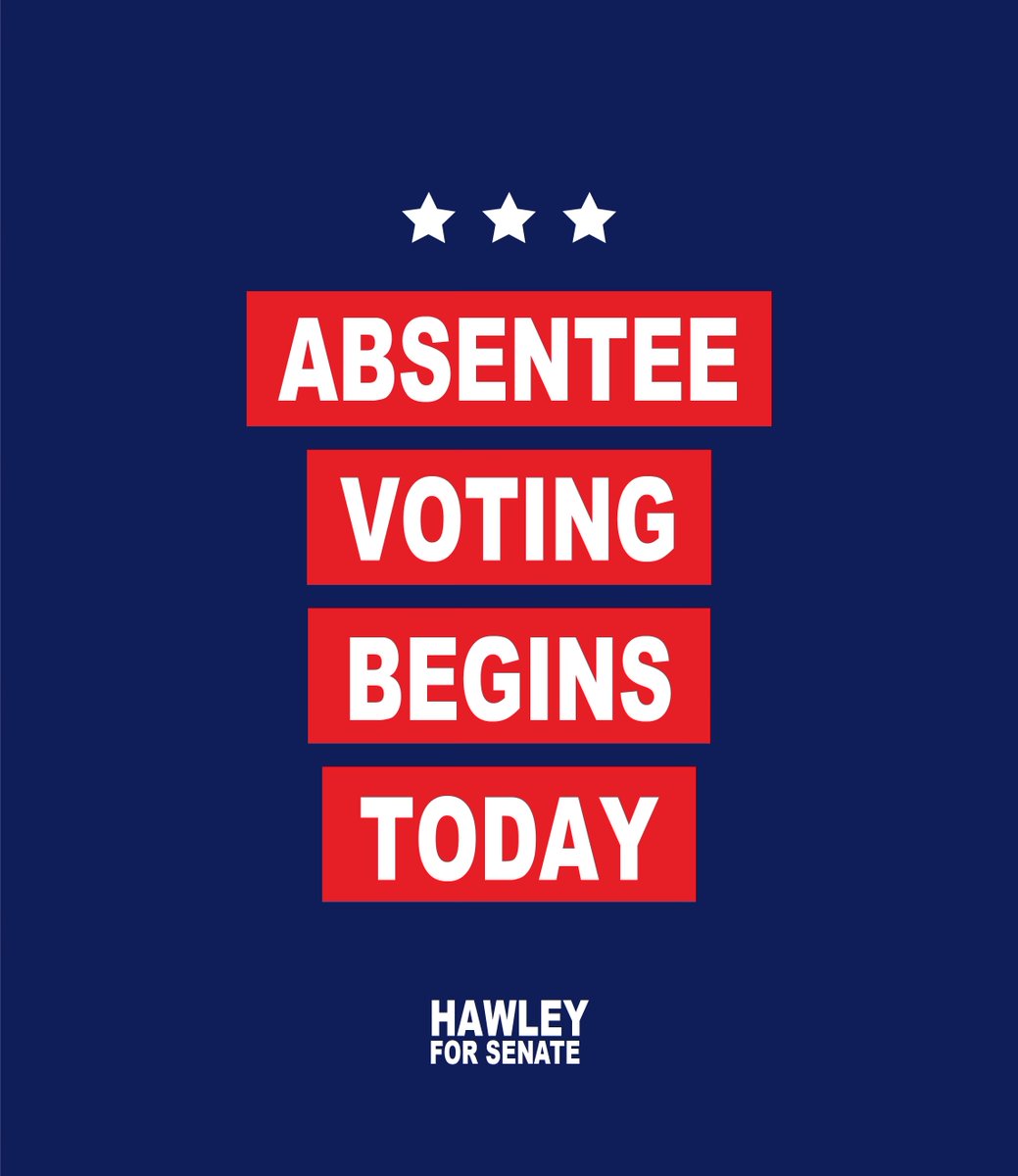 TeamHawley's tweet photo. Do you have a plan to vote? Absentee voting begins today! https://t.co/aAF3Rk94mN
