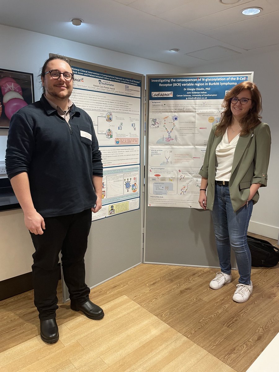 Great success of the ⁦<a href="/Forconi_Lab/">Forconi_Lab</a>⁩ Cancer B cell Group with Giorgia ⁦<a href="/G_chiodin/">Giorgia Chiodin</a>⁩ #Leukaemia UK John Goldman Fellow and ⁦<a href="/B3n54/">Benjamin Sale</a>⁩ Ben Sale Pioneer Award winners ⁦<a href="/LeukUK/">Leukaemia UK</a>⁩ with ⁦<a href="/unisouthampton/">University of Southampton</a>⁩ ⁦<a href="/UHSFT/">University Hospital Southampton 💙</a>⁩ ⁦<a href="/CIRUsoton/">The Clinical Informatics Research Unit</a>⁩ ⁦<a href="/uoscares/">UoSCancerResearch</a>⁩