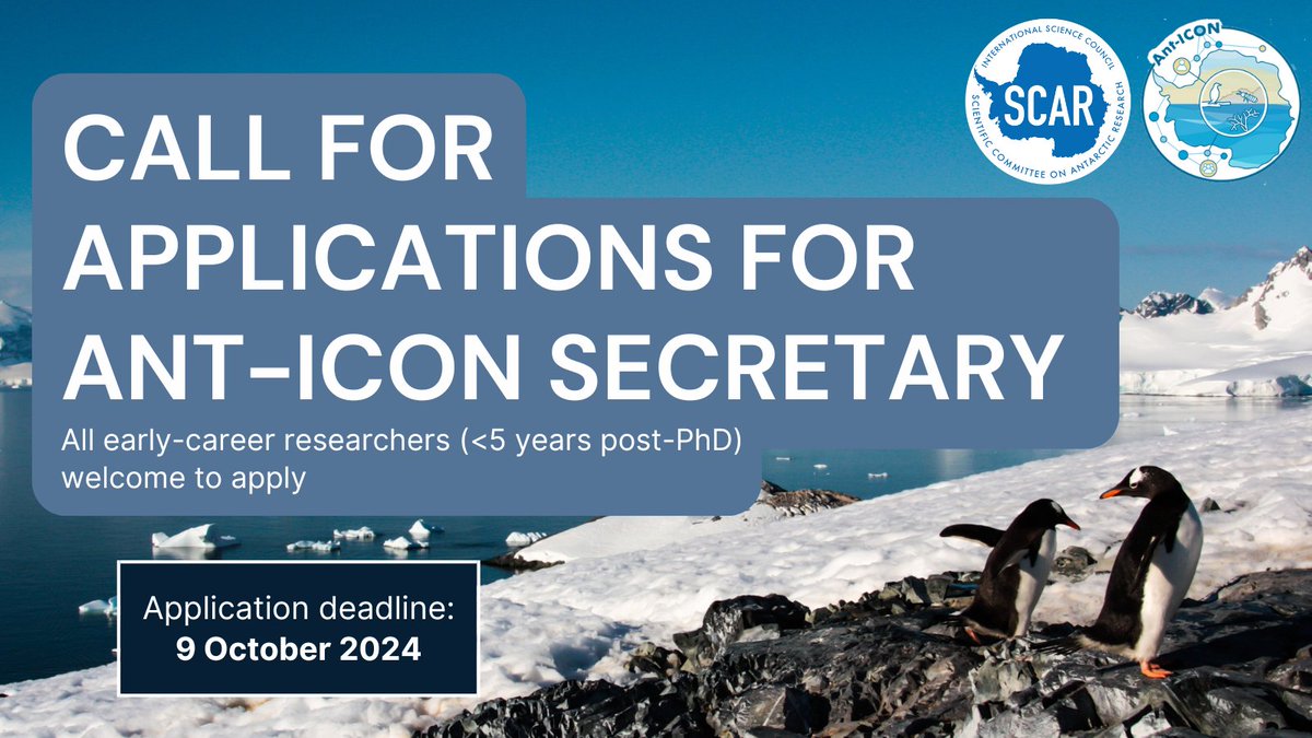 Scientific Committee on Antarctic Research (SCAR) (@scar_tweets) on Twitter photo 📣 <a href="/AntICON_SCAR/">Ant-ICON</a> are recruiting a Secretary to join the Ant-ICON Steering Committee.
This is an exciting opportunity for ECRs to: 
📋 Gain project management experience 
🌐 Expand your network 
🔬 Contribute to activities of Ant-ICON
Apply by 9 Oct: eu.jotform.com/build/24252376… 📣 <a href="/AntICON_SCAR/">Ant-ICON</a> are recruiting a Secretary to join the Ant-ICON Steering Committee.
This is an exciting opportunity for ECRs to: 
📋 Gain project management experience 
🌐 Expand your network 
🔬 Contribute to activities of Ant-ICON
Apply by 9 Oct: eu.jotform.com/build/24252376…