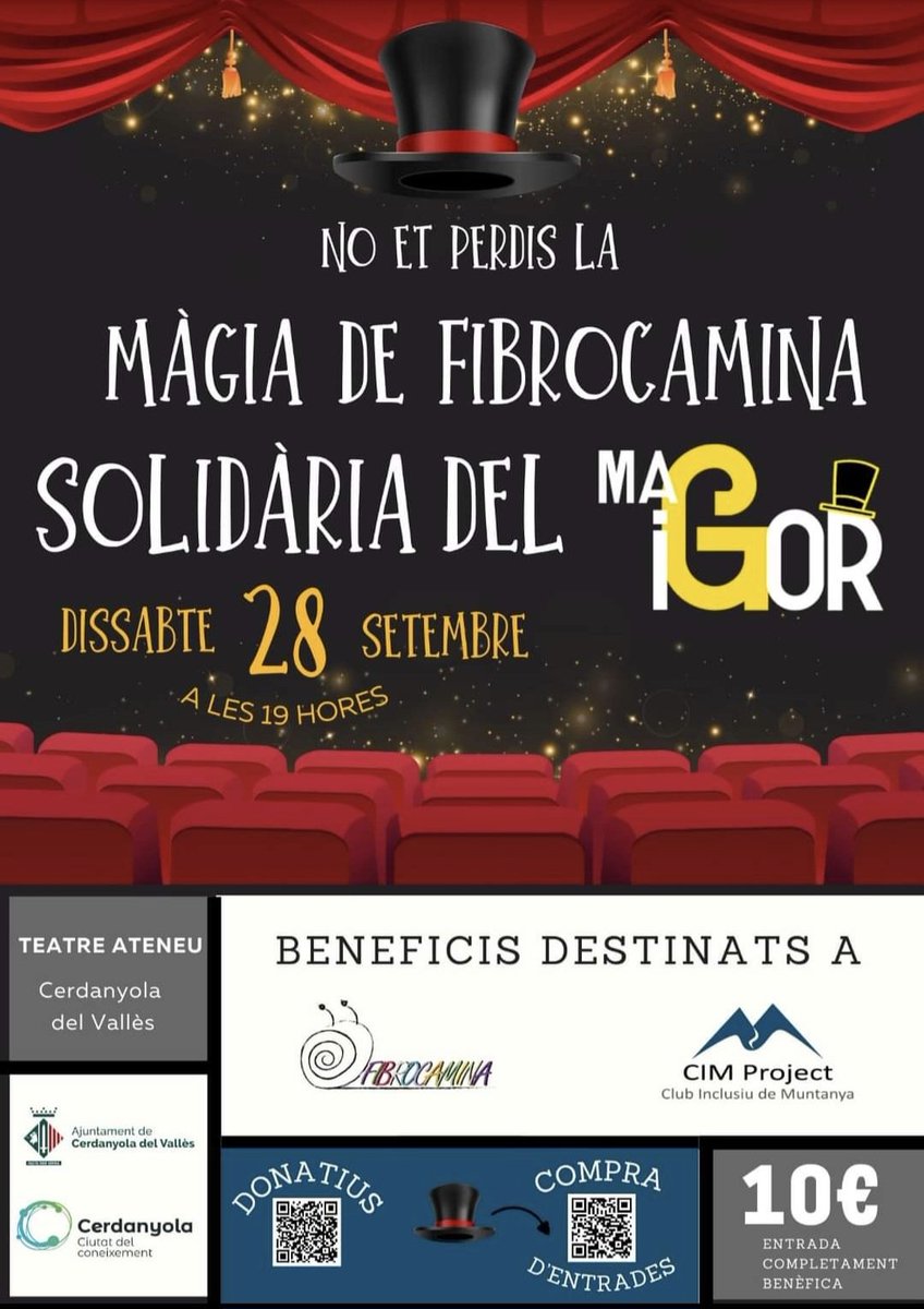 ÚLTIMES PLACES!! LA MÀGIA DE FIBROCAMINA SOLIDÀRIA DEL MAG IGOR

🗓️ 28/9 a les 19h a Cerdanyola del Vallès

🎟️ Compra d'entrades: cimproject.fila12.cat

💜 Contacta'ns per what al 616981101 per més informació i ajuda.

Seguim!!

#sominclusives #somcimproject
