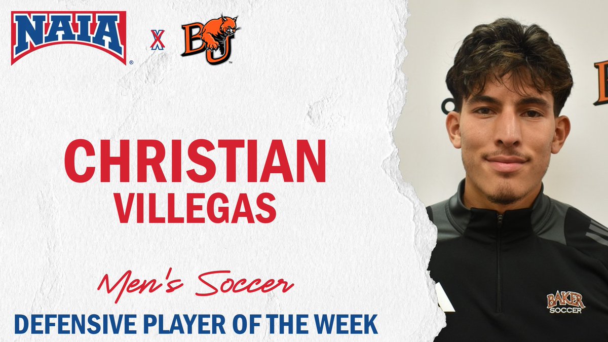 M⚽️
Christian Villegas records back-to-back shut outs for <a href="/BakerAthletics/">Baker Athletics</a> to earn #NAIAMSoccer Defensive Player of the Week!        

Read More --> naia.prestosports.com/x/vhb6r

#NAIAPOTW #collegesoccer