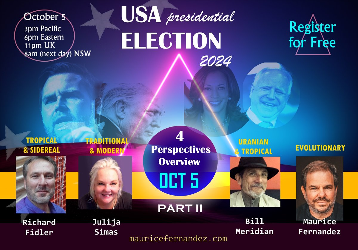 astrologywizard's tweet photo. A panel of astrologers discuss the coming USA Presidential Election. It's a live online event: 5 October 2024. Register for free: https://t.co/wVX411UCOS https://t.co/yC72SyPzws