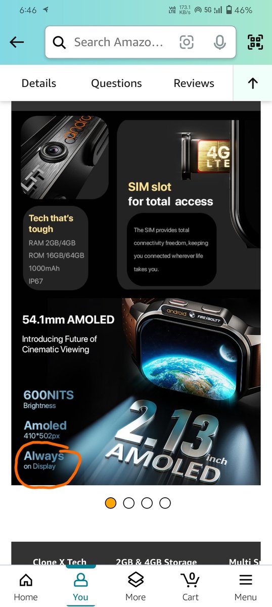 jackie_kwt's tweet photo. @amazonIN @fireboltt__  I did not see any feature called always on display in this wrist phone. The battery backup is very bad. I was deceived. https://t.co/n0Yn1e2TvK