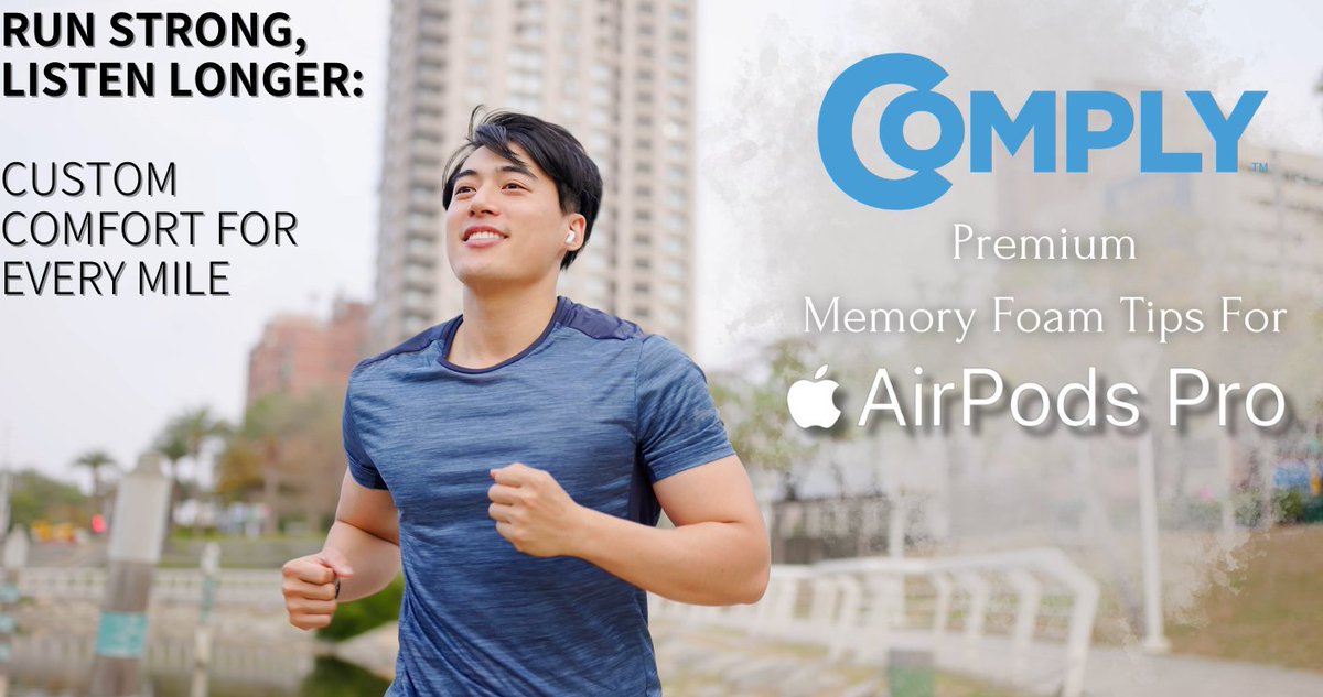 Take your workouts to the next level with Comply Memory Foam Tips for AirPods Pro! 🚀
Experience unmatched comfort, a secure fit, and superior sound isolation, mile after mile. 🏃‍♂️
Upgrade your AirPods Pro with Comply and feel the difference.
#AirPodsPro #ListenLonger #ComplyFoam