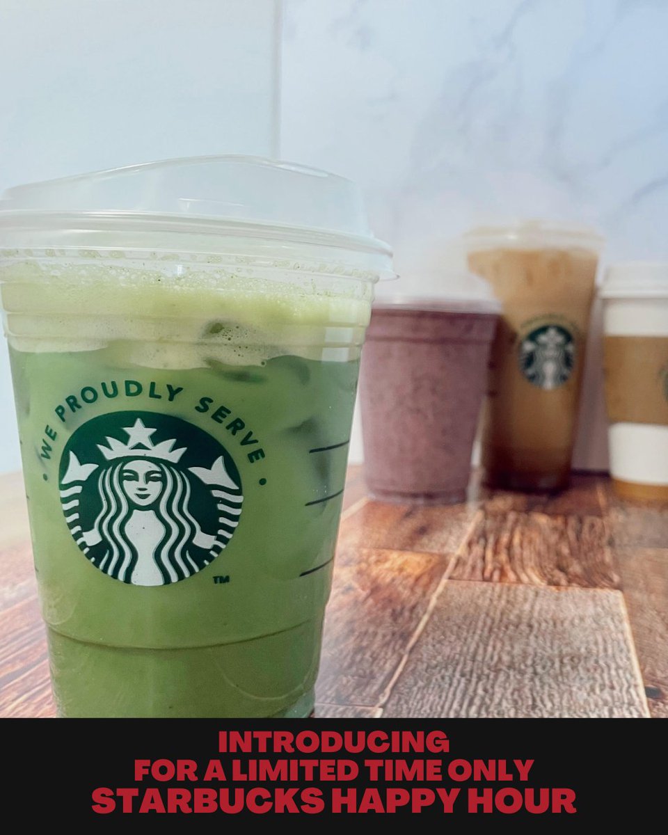 Grab a friend &amp; head to #Starbucks to take advantage of this deal!
Every day from 2pm to 4pm buy ANY beverage &amp; get one for a friend for 50% off!