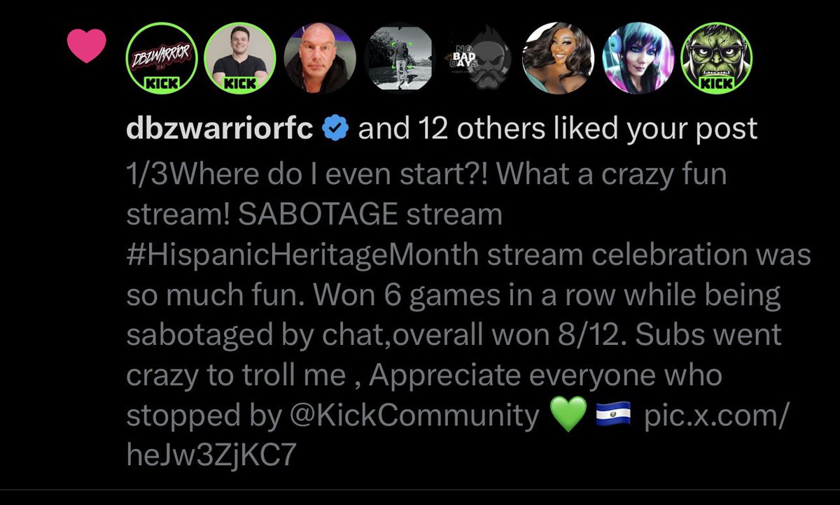 BoxSamma's tweet photo. The homie @StakeEddie ended up liking our #HispanicHeritageMonth tweet 😱😱😱💚💚 and we also passed our 1000 followers on kick. @KickCommunity @kick Gonna have to plan another special stream to celebrate! 💚💚💚 Now we have to get Eddie to stop by the stream one day ☺️ https://t.co/EaC9i62isb