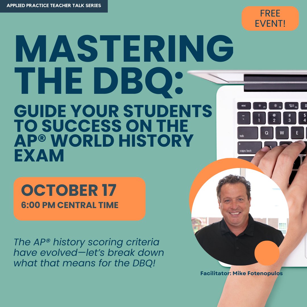 AppliedPractice's tweet image. Join us! RSVP for FREE Teacher Talks at appliedpractice.com/teacher-talk-s…
#TeacherTalks #ELA #AppliedPractice #CollegePrep #WorldHistory #ProfessionalDevelopment #TeachInspireGrow