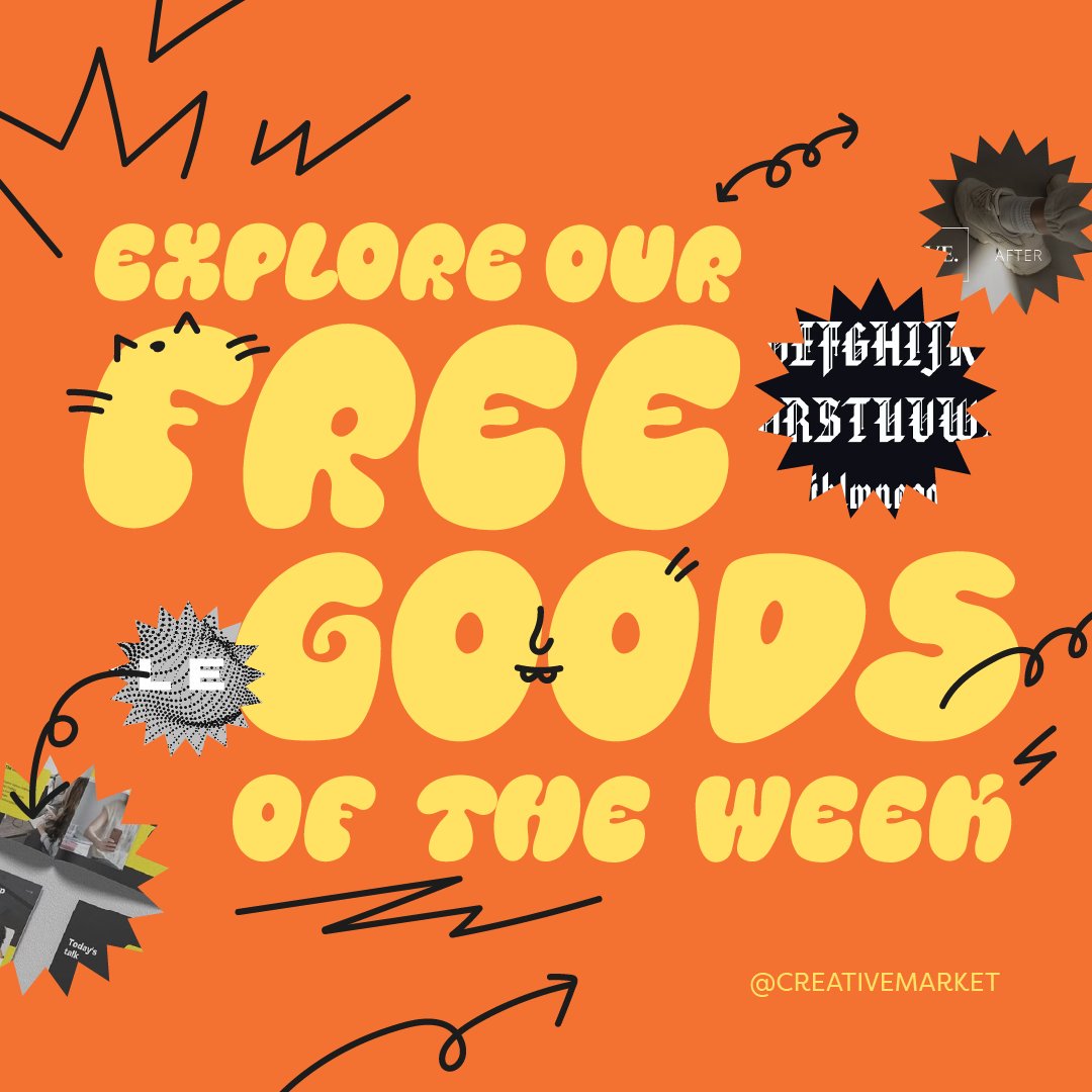 CreativeMarket's tweet photo. Take advantage of our amazing design assets by downloading four featured assets every week! 🔔 Download your #FreeGoods now! https://t.co/xG5kmcOh8T https://t.co/DTCwZ1ZBNC