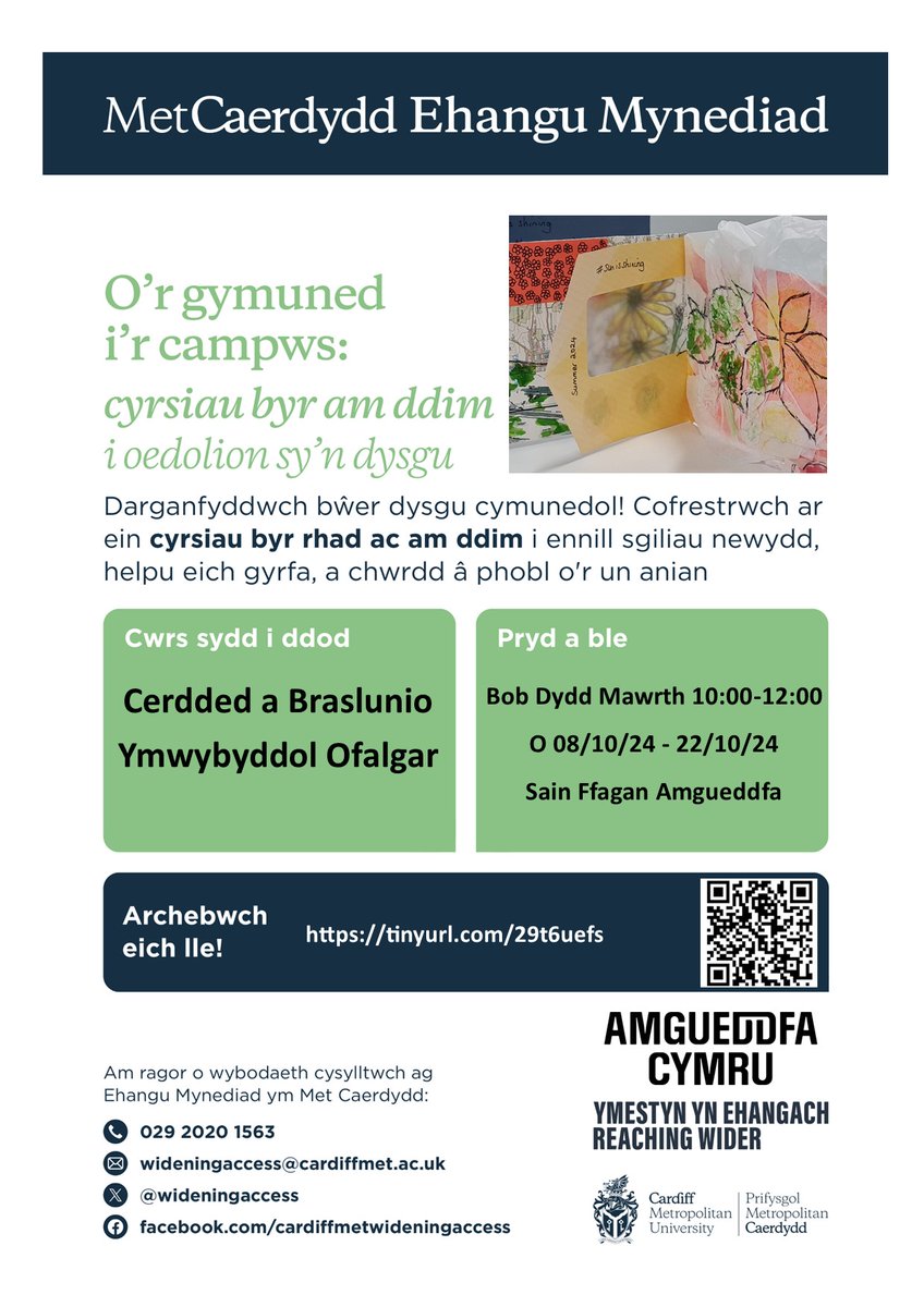 Datblygwch eich sgiliau gyda'n cwrs blasu rhad ac am ddim! Wedi'u cynllunio'n arbennig ar gyfer oedolion sy'n ddysgwyr, y cyrsiau hyn yw eich porth i wybodaeth a chyfleoedd newydd. Cofrestrwch yma nawr - tinyurl.com/29t6uefs #DysguAmDdim