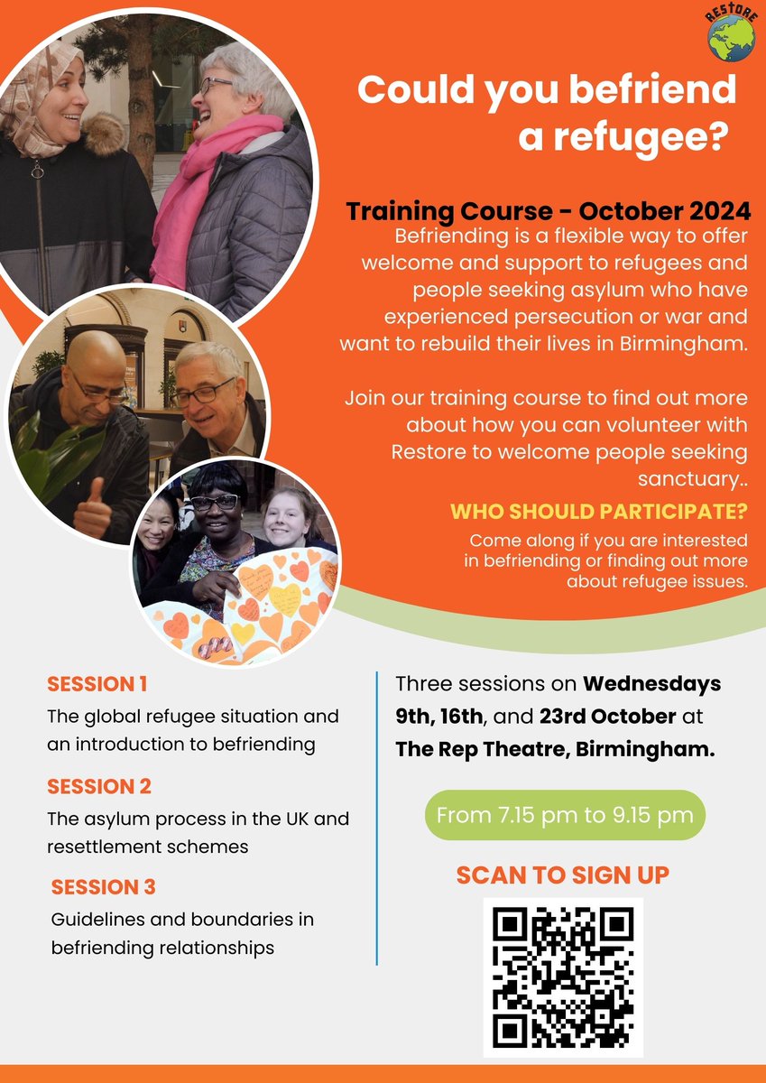 RestoreBefriend's tweet photo. PLEASE RT Looking forward to meeting over 30 people who want to find out about befriending at our next training course starting on 9 October. All Welcome https://t.co/813AebQNp6
#RefugeesWelcome https://t.co/pFN6rlssS3