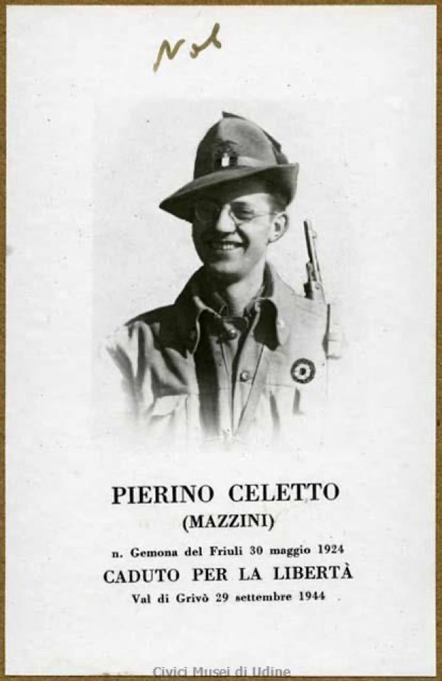 ANPIRomaPosti's tweet photo. Commissario politico del Batt. "Prealpi", della Div "Osoppo" #PierinoCelletto cadde negli scontri durissimi che, tra il 27 e il #29settembre 1944, i partigiani sostennero combattendo contro i nazifascisti nella località di #Subiit (#Attimis).Aveva 20 anni. https://t.co/OgOeN2Mfgx