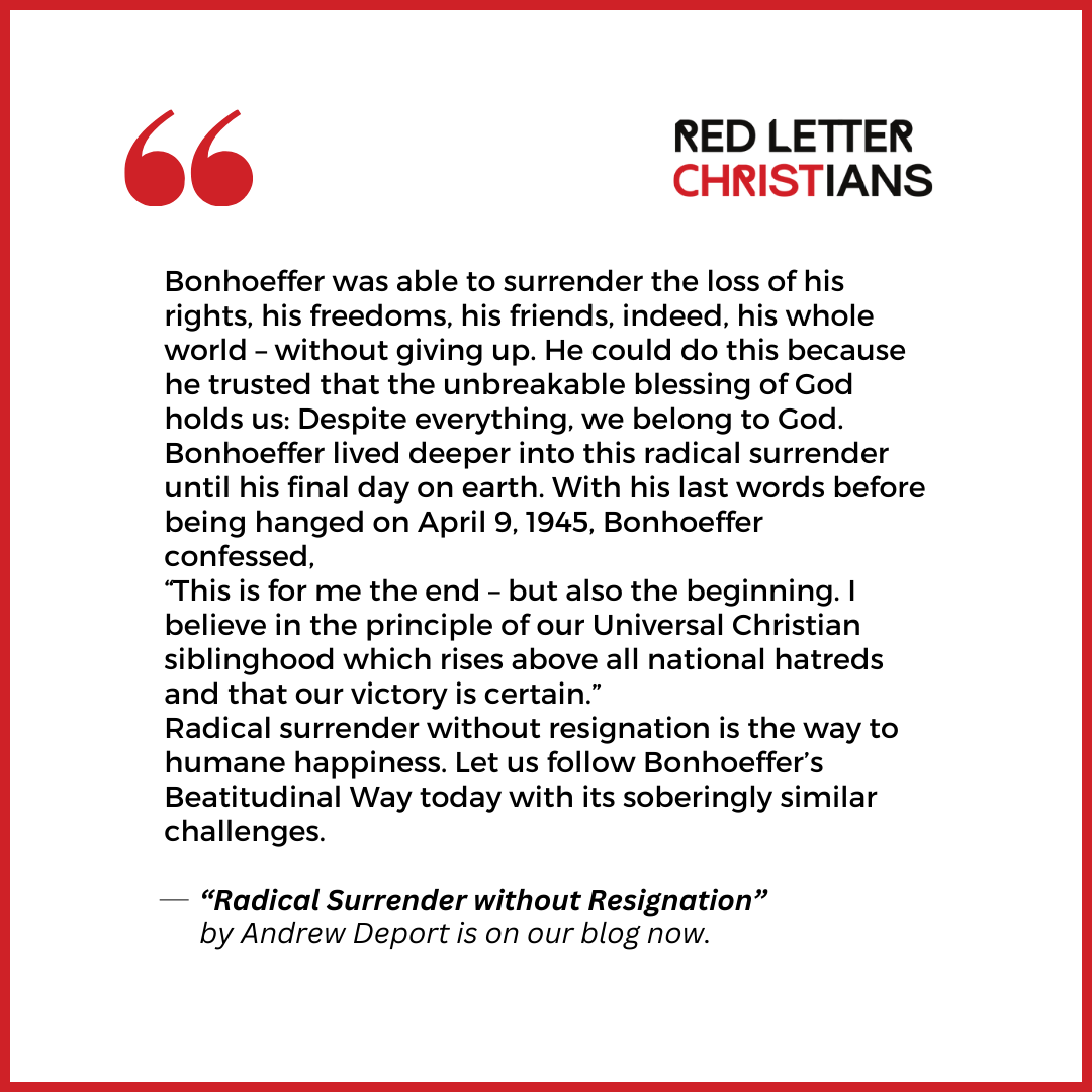 RedLetterXians's tweet photo. "Radical Surrender without Resignation" by @adecort is on our blog now.

https://t.co/2F3UQP33TJ https://t.co/u5qhICE7Qd