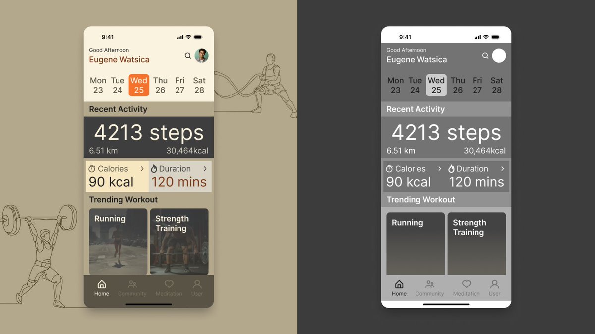ashish1lexbaa's tweet image. Day 33 of my #50DaysUIChallenge! 💪 Designed a fitness tracker screen for the FitXtra app, keeping you on track with every step! #FitnessApp #FitnessGoals #UIUXDesign #HealthyLiving #ExerciseTracker #StepCount #MobileAppDesign #WorkoutMotivation #FitnessJourney #DesignChallenge