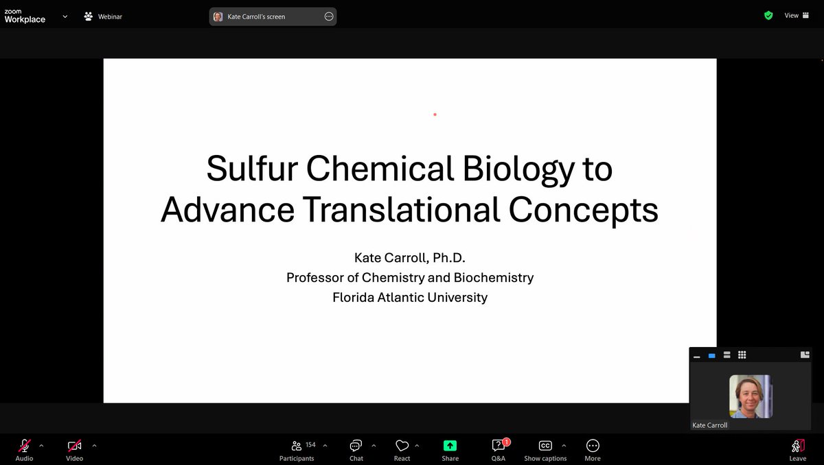 Virtual ChemBio Talks (inactive account) (@chembiotalks) on Twitter photo The final talk and second keynote lecture of the 4th Virtual <a href="/ChemBioTalks/">Virtual ChemBio Talks (inactive account)</a> was given by <a href="/KateCarrollLab/">Carroll Lab</a>. She talked about her group's exciting research into "Sulfur Chemical Biology to Advance Translational Concepts". nature.com/articles/s4158… The final talk and second keynote lecture of the 4th Virtual <a href="/ChemBioTalks/">Virtual ChemBio Talks (inactive account)</a> was given by <a href="/KateCarrollLab/">Carroll Lab</a>. She talked about her group's exciting research into "Sulfur Chemical Biology to Advance Translational Concepts". nature.com/articles/s4158…