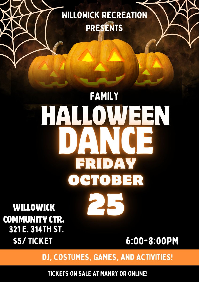 WillowickRec's tweet image. Get your tickets for this new Halloween Event!  Purchase online at willowick.activityreg.com!