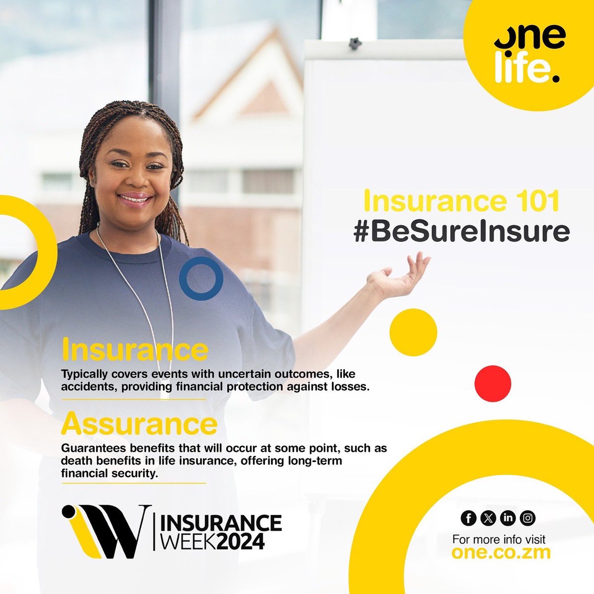 OneLife_ZM's tweet image. Unlock the power of protection by understanding key insurance terms. 
With Onelife Assurance, we make it simple for you to safeguard your future!

For for more information, visit one.co.zm

#besureinsure #insuranceweek2024 #onelifeassurance  #zambia
