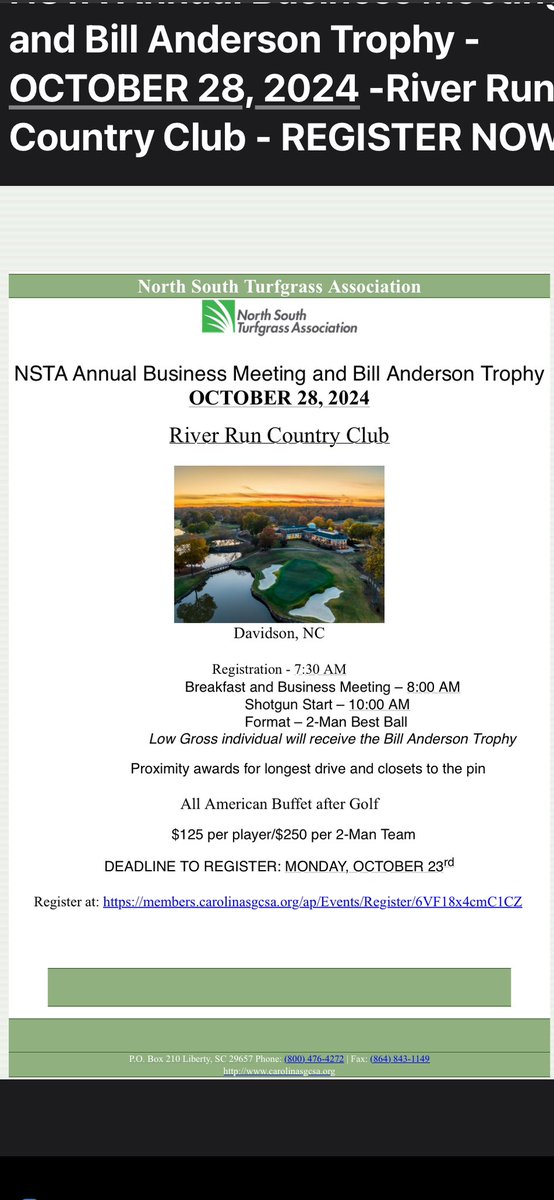 Looking forward to seeing everyone out at River Run for the Annual Business meeting! <a href="/howardfertcolby/">Howard Fert Colby</a> looks to defend the Bill Anderson Trophy