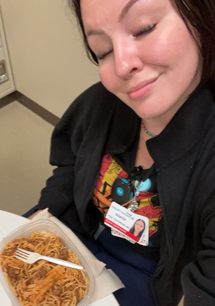 How humbling it is to work a job that reminds me every day how small my own problems are. How grateful I am to be able to be there for strangers at their most vulnerable. And how grateful I am for spaghetti for lunch every day(,:
