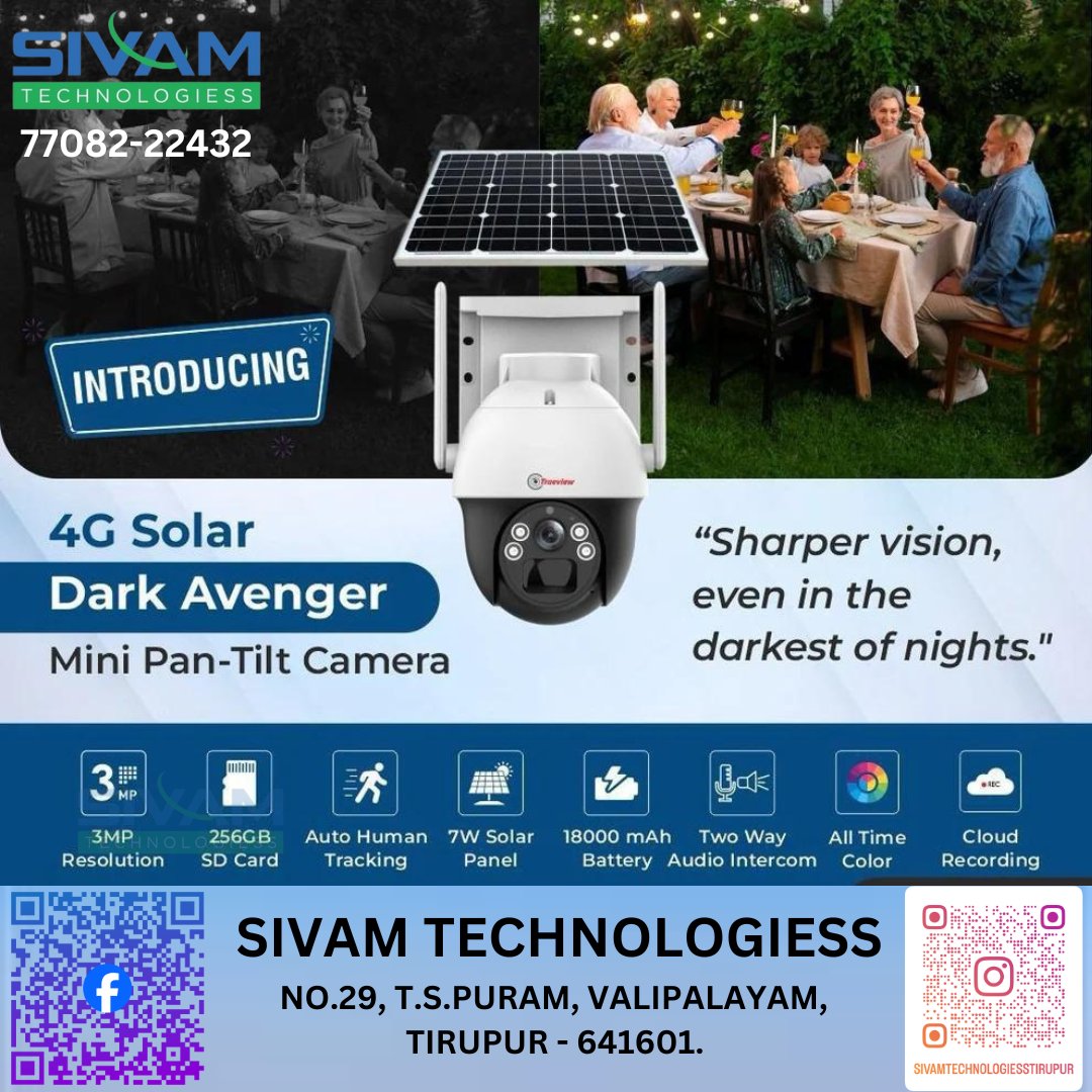 sivamtechtup's tweet photo. Introducing TRUE VIEW Dark Avenger mini Pan-Tilt Camera. Sharper vision, even in the darkest of nights.  
#trueview #solarcamera #makeinindia #sivamtechnologiess #cctv #humandetection #twowayaudio https://t.co/mmf47LOg0K