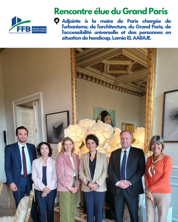 FFBGrandParis's tweet photo. [#Rencontre] 🤝 @y_debruyne, vice-président en charge des relations institutionnelles à la @FFBGrandParis a rencontré Lamia El Aaraje, nouvelle Adjointe à la maire de Paris.

➡ Ce fut l'occasion d'échanger, en présence des acteurs du territoire, autour du #PLU bioclimatique. https://t.co/UmqHO1TnOk