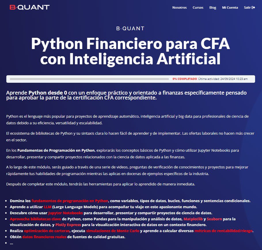 HMohedano_'s tweet image. 🐍🖥️ Me alegra mucho poder presentaros junto a @Gsnchez el nuevo Curso de Python para CFA que cubre los básicos que cualquier analista necesita para desarrollarse en el bonito mundo de la programación, de manera práctica y guiada, y sin conocimientos previos