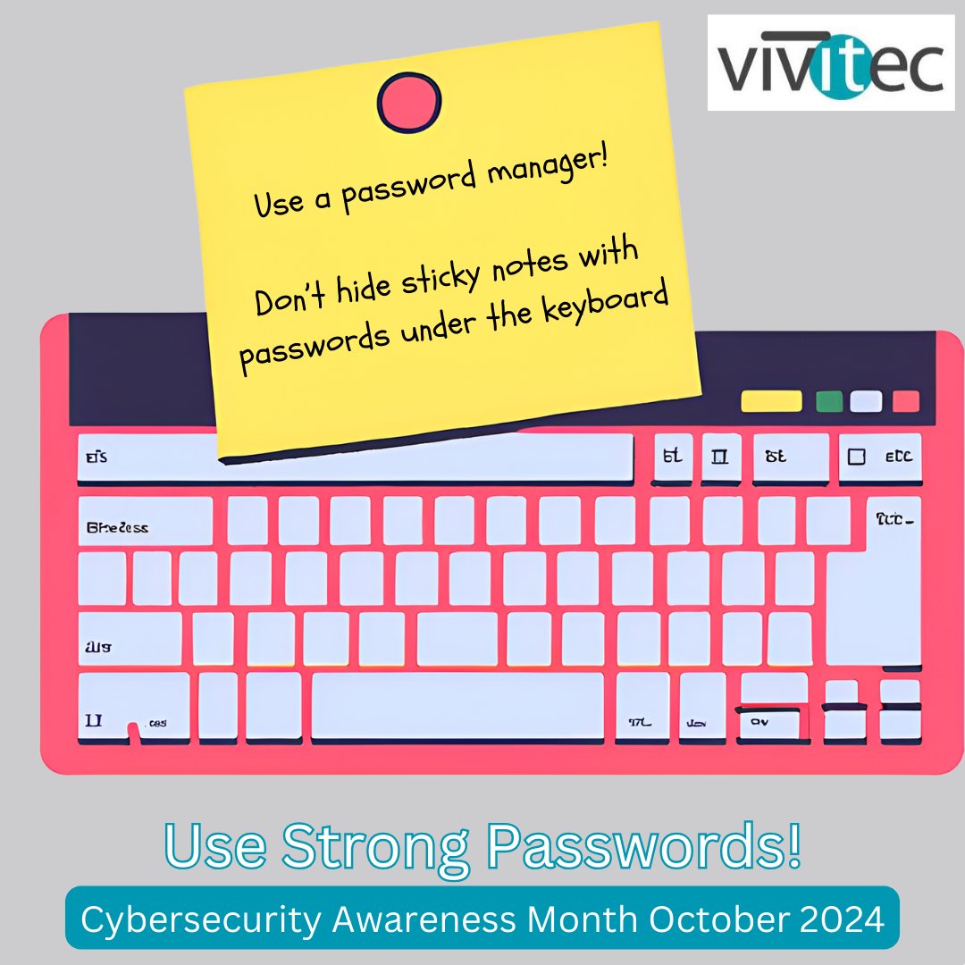 VivitecFlorida's tweet photo. Remembering long, random, &amp; unique passwords for every account is daunting. Don't write them down, use a password manager! This easy-to-use program generates, stores &amp; even fills in all your passwords. #ITHelp #ITManagement #Cybersecurity Need IT Help? https://t.co/rx1CWqk4ki https://t.co/9YGCLWUQps