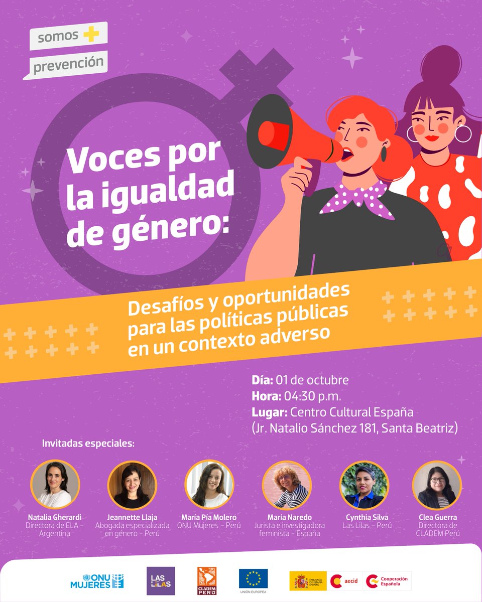 AECIDPeru's tweet photo. #Conversatorio | ¿Qué salidas proponemos las feministas en un contexto adverso para las mujeres y diversidades? Analizaremos el contexto latinoamericano y nacional: logros, retrocesos y estrategias para continuar implementando #políticaspúblicas con enfoque de #género. https://t.co/Q3fPRk6hsy