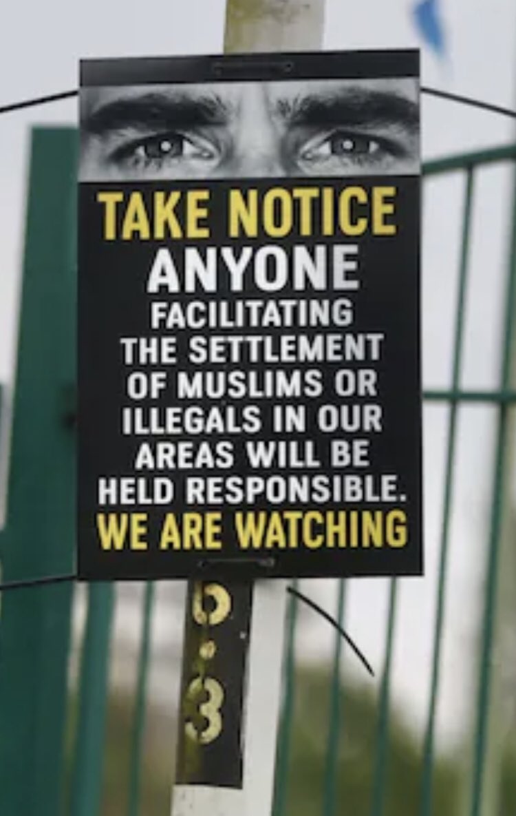 Class1Action's tweet image. Anti-immigrant posters threatening ‘facilitators’ have appeared in the loyalist estate of #Rathcoole. There’s rumblings not all loyalists want to be associated with racism &amp;amp; fascism. It’s up to them to remove this garbage &amp;amp; confront those responsible.

#UnitedWorkingClass
