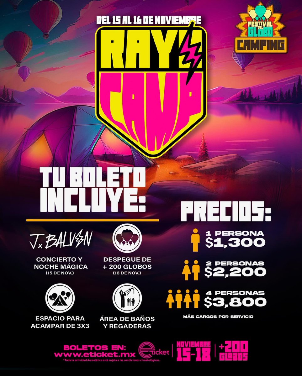 FIGLeon's tweet photo. Vive una experiencia inolvidable con tus familiares y amigos🏕️ CAMP-FIG para 1, 2 ó 4 personas e incluye la noche mágica, concierto estelar y el majestuoso despegue de 200 globos provenientes de 25 países 🙌🏼🤩                                                
🎟️Adquiere tus boletos en el siguiente link  🔗  https://t.co/F8BKnXn6dl