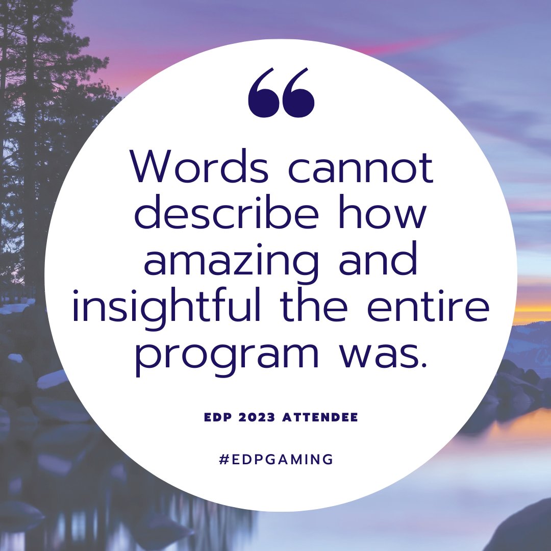 UNLV IGI (@unlvigi) on Twitter photo Spaces are selling out for EDP 2024 at beautiful Lake Tahoe this November! Don’t miss the gaming industry’s premiere executive leadership program. Early bird pricing ends Oct 1. Apply now at bit.ly/EDPgaming #EDPgaming
<a href="/UNR_EXS/">UNR Extended Studies</a>
<a href="/UNRGaming/">UNR Gaming Mgmt</a>
<a href="/BizUNR/">The College of Business</a> Spaces are selling out for EDP 2024 at beautiful Lake Tahoe this November! Don’t miss the gaming industry’s premiere executive leadership program. Early bird pricing ends Oct 1. Apply now at bit.ly/EDPgaming #EDPgaming
<a href="/UNR_EXS/">UNR Extended Studies</a>
<a href="/UNRGaming/">UNR Gaming Mgmt</a>
<a href="/BizUNR/">The College of Business</a>