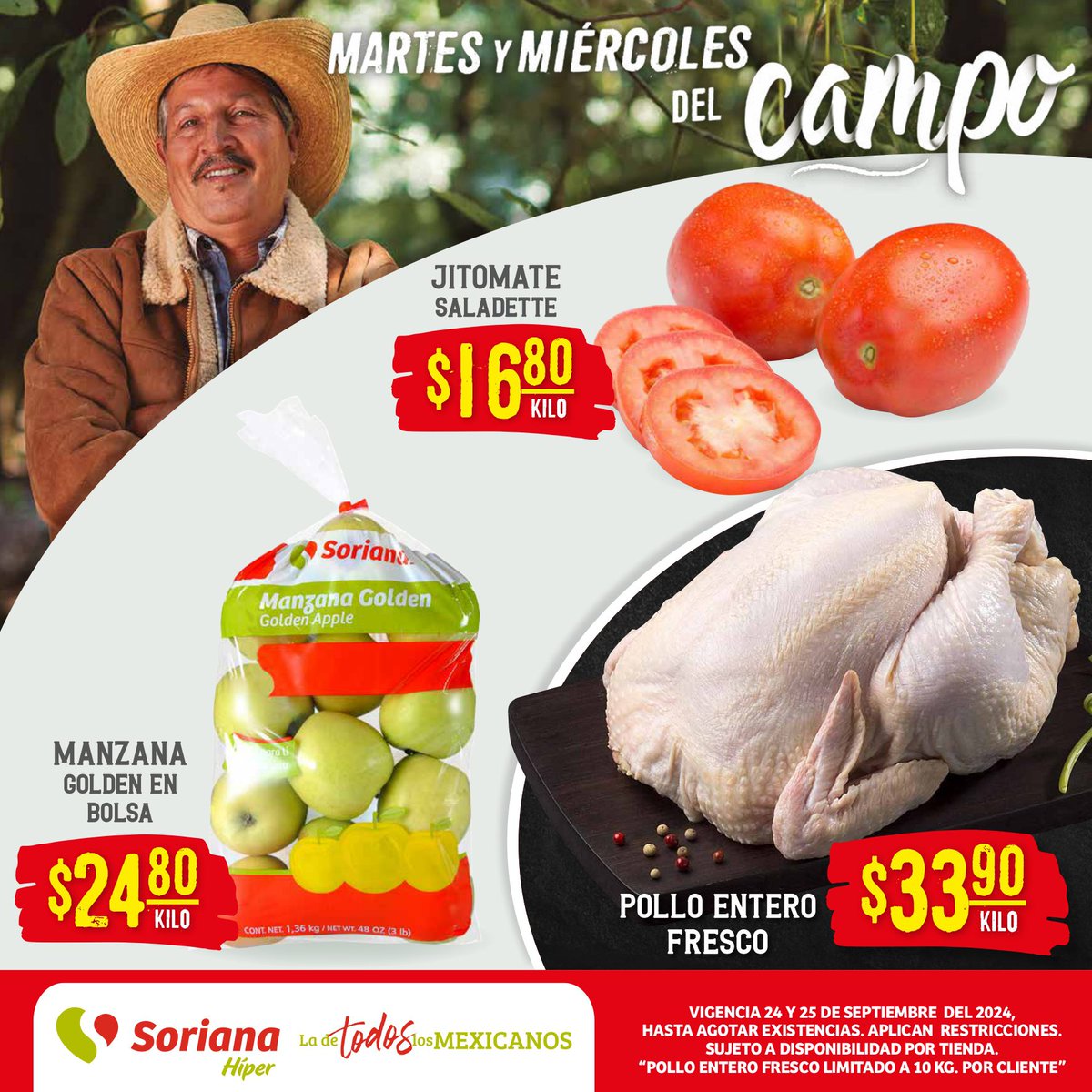 cazamx's tweet photo. 🍅🍏 Folleto y precios desde tienda Soriana Martes y Miércoles del Campo 24 y 25 de septiembre: 
https://t.co/UPspDQN22P https://t.co/sHpFVtku9O