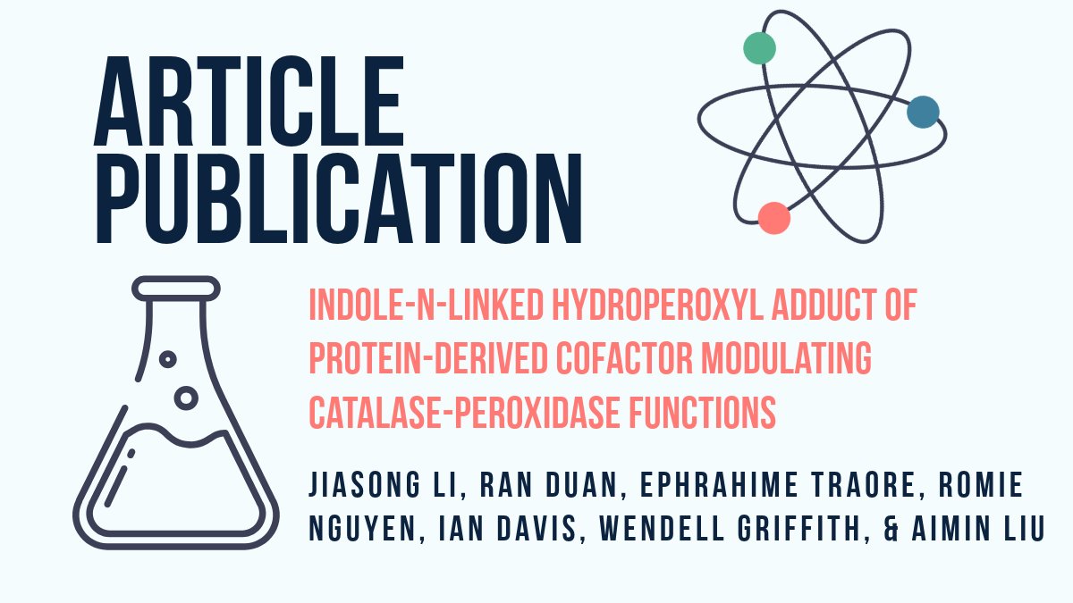 UTSAChemistry's tweet photo. Congratulations to UTSA’s Chemistry Jiasong Li, Ran Duan, Ephrahime Traore, Romie Nguyen, Ian Davis, Wendell Griffith, and Aimin Liu on their publication in Angewandte Chemie International Edition (ACIE) about “Indole-N-Linked Hydroperoxyl Adduct of...” https://t.co/tNAtp5yVSH https://t.co/eyag2G9kpp