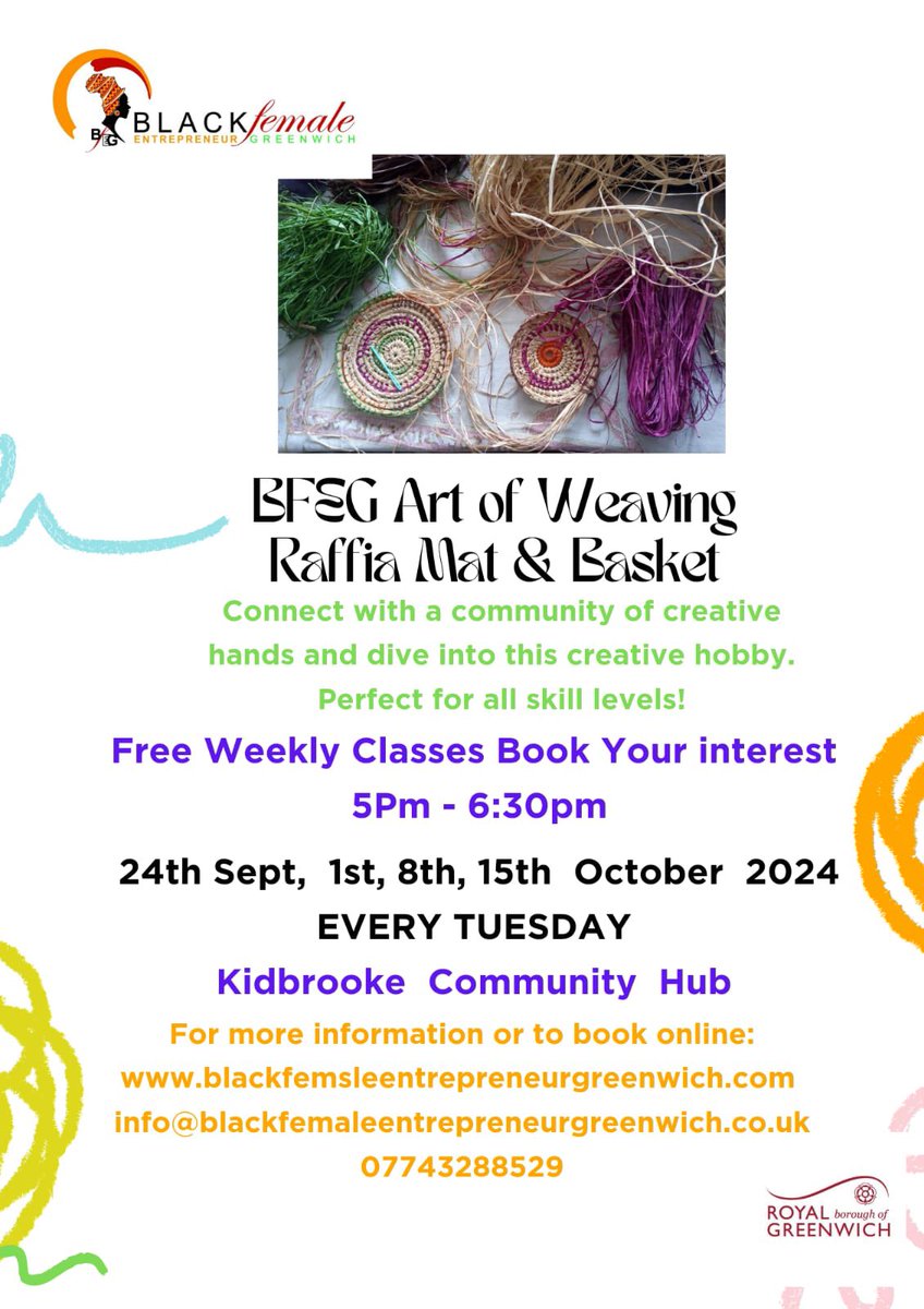 Black Female Entrepreneur Greenwich (@bfegreenwich) on Twitter photo "An African basket weaving workshop weaves more than baskets; it weaves connections, heritage, and the beauty of shared craftsmanship." Joint @ BFEG Sessions today & every Tuesday @ Kidbrooke Hub <a href="/Royal_Greenwich/">Royal Borough of Greenwich</a> <a href="/AMCo1/">Res ipsa loquitur....AMC01</a> <a href="/AnnieAGibbs/">Annie A Gibbs π²π± (she/her)</a> <a href="/GreenwichLibs/">Royal Greenwich Libraries</a> <a href="/Plmstd/">Plumstead News</a> <a href="/HeritageFundL_S/">The National Lottery Heritage Fund London & South</a> #weaver "An African basket weaving workshop weaves more than baskets; it weaves connections, heritage, and the beauty of shared craftsmanship." Joint @ BFEG Sessions today & every Tuesday @ Kidbrooke Hub <a href="/Royal_Greenwich/">Royal Borough of Greenwich</a> <a href="/AMCo1/">Res ipsa loquitur....AMC01</a> <a href="/AnnieAGibbs/">Annie A Gibbs π²π± (she/her)</a> <a href="/GreenwichLibs/">Royal Greenwich Libraries</a> <a href="/Plmstd/">Plumstead News</a> <a href="/HeritageFundL_S/">The National Lottery Heritage Fund London & South</a> #weaver
