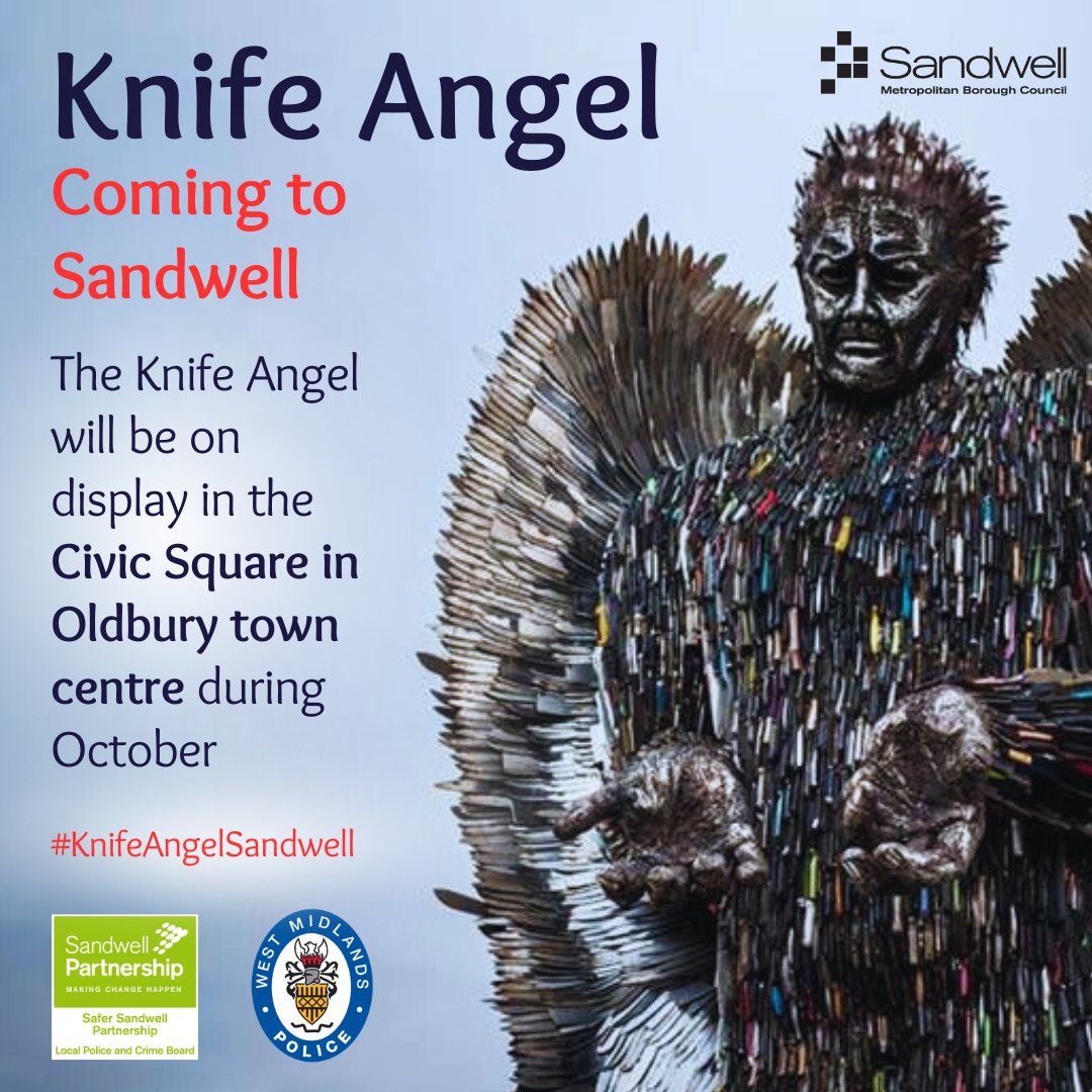 The Knife Angel arrives in Sandwell this October as a stark reminder of the devastating consequences of knife violence.

We hope that the presence of the #KnifeAngelSandwell will spark conversations within our communities around the importance of people choosing life, not knife.