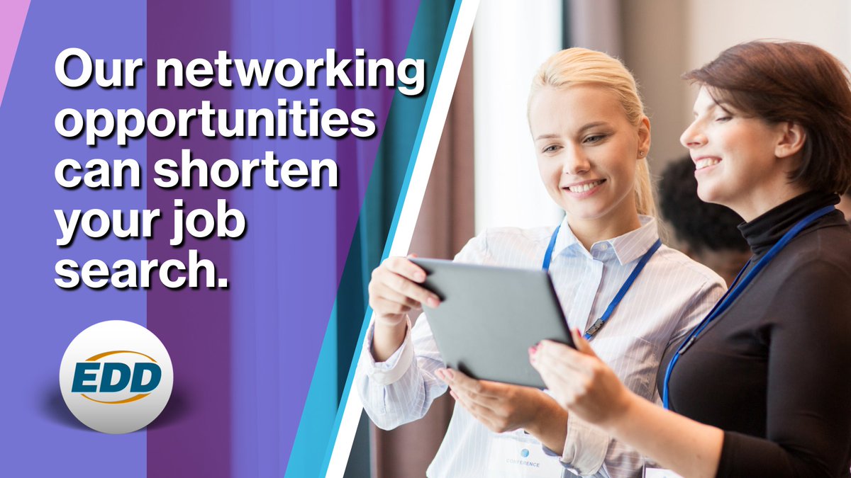 CA_EDD's tweet photo. Did you know that networking can shorten your job search by up to 1 to 3 months?
Our online job events often include the chance to meet others and grow your professional network.
💼 Look for hiring events and online job club meetings at https://t.co/DTyrr9HaBK.
#WorkingInCa #Networking #CalJOBS #JobSeekers # #StrongerCA