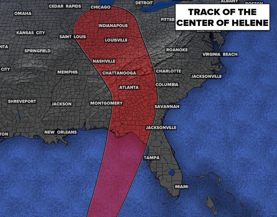 wxbrad's tweet photo. There's a big difference; don't focus on the center. Focus on the impacts. #Helene https://t.co/rxh2NU7ULw