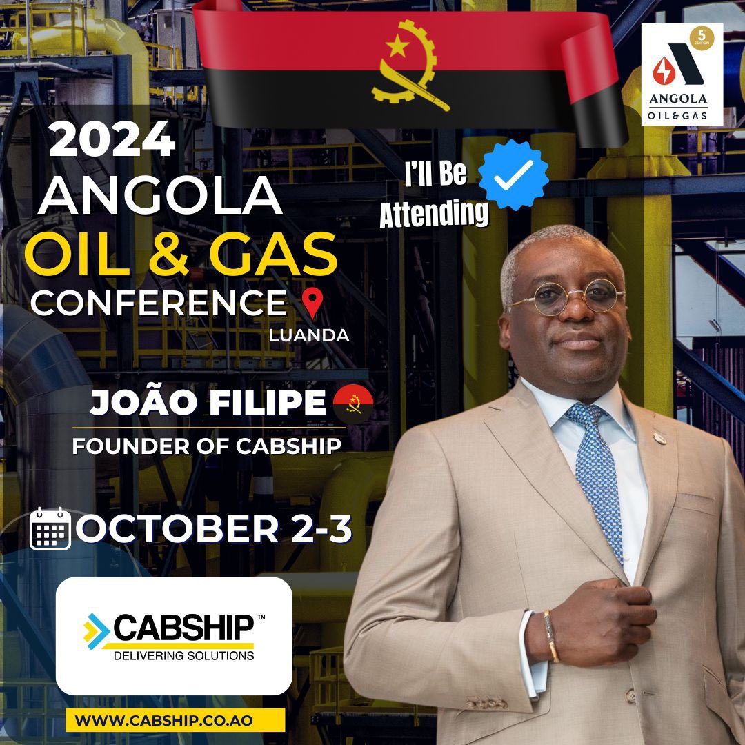CABSHIP1's tweet photo. É com muito orgulho que anunciamos a participação do CEO da CABSHIP, na 5ª edição da Conferência e Exibição Angola Oil &amp; Gás em Luanda nos dias 2 e 3 de Outubro.

#luanda #angolaoilandgas #cabship https://t.co/BEnJpALE3N