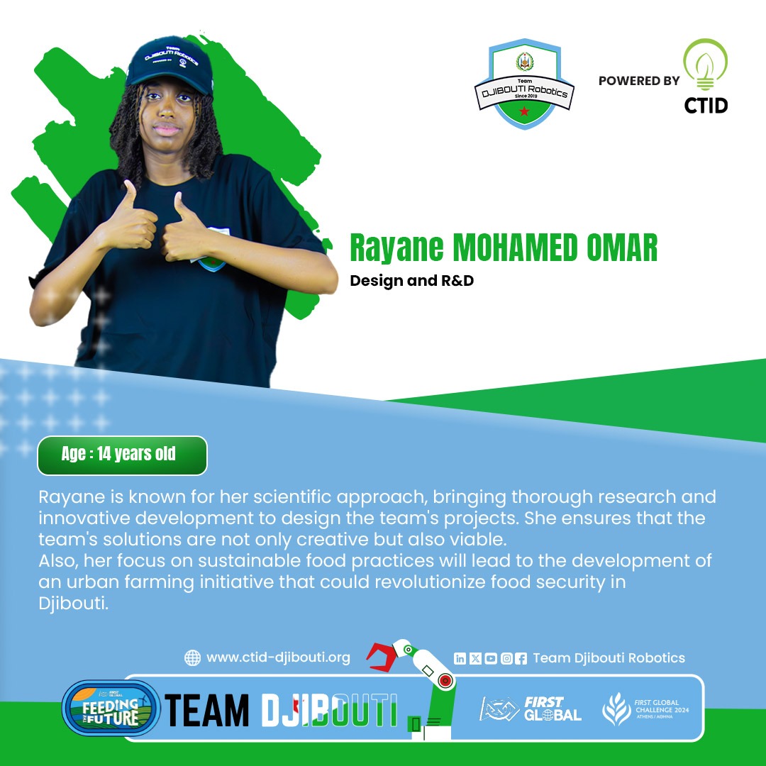 Team253Robotic's tweet photo. [#FGC2024]

🚀𝗠𝗲𝗲𝘁 𝗼𝘂𝗿 𝗧𝗲𝗮𝗺🇩🇯 Robotics

#2 📸 Design and R&amp;D

#Djibouti 
#FGC #TeamDjibouti 
#FGC2024 #SkillsAcademy
#CTID #LaFabriqueDeTalents #Tech253 https://t.co/S17uWybJQA