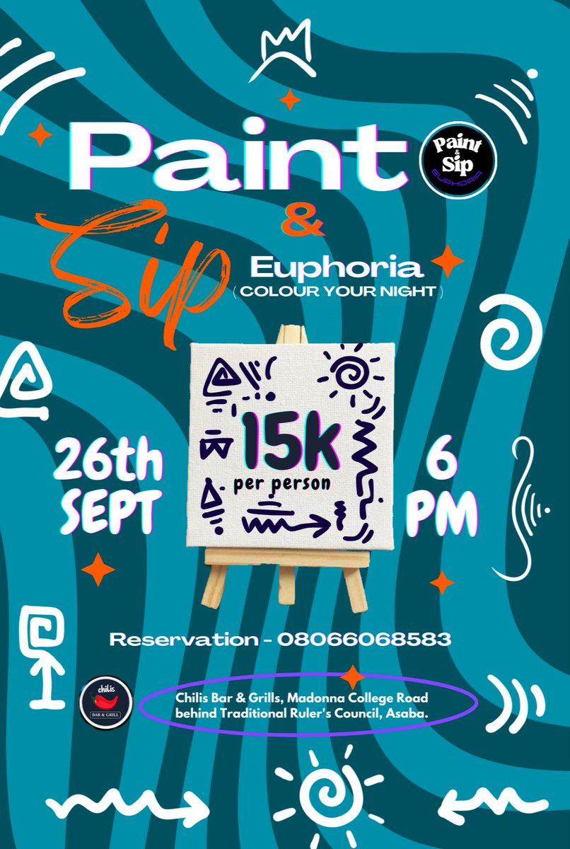 paintandsipeuph's tweet photo. Looking for where to ease your mind, unwind and create a new fun experience? We've got you covered 🤗

PAINT AND SIP EUPHORIA 
This Thursday, 26th September, we're bringing to you and unforgettable evening of Art 🎨🖌️🍷

Ticket are available N15k per person
#PaintandSipEuphoria https://t.co/oYIgMrFAb7