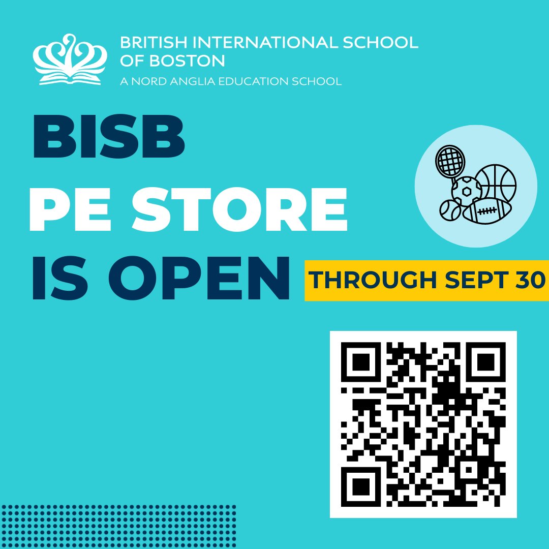 BISB_School's tweet image. The PE uniform store is open again through Sep 30.
PE uniforms are mandatory and can only be purchased through BSN Sports. All students in Years 7 to 13 must wear the BISB PE uniform for their PE lessons.
#bisbcommunity