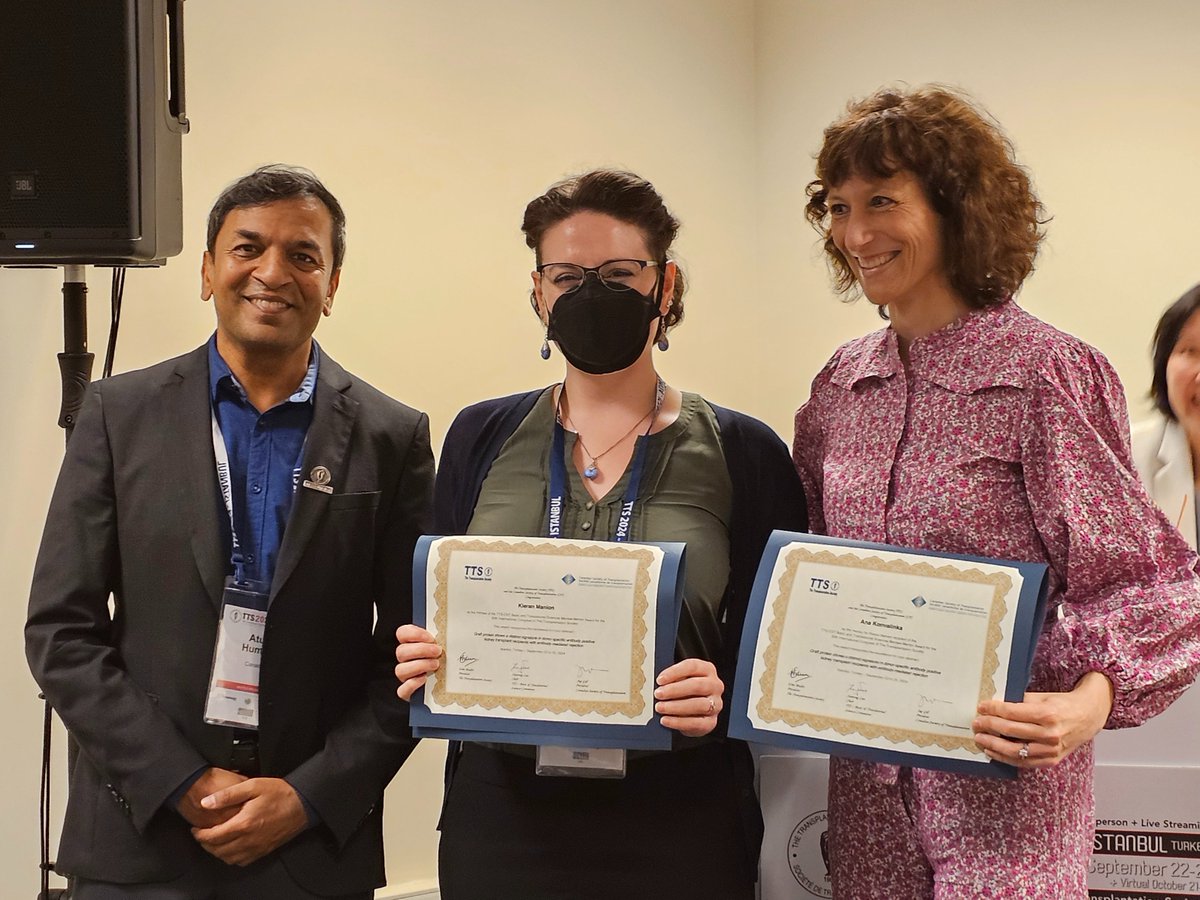 Congratulations🎉to Dr. Ana Konvalinka and her Post-doctoral Fellow Kieran Manion on winning the CST Mentor and Mentee Award at The Transplantation Society meeting in Istanbul.
(Presented by Dr. Atul Humar)

#MentorMenteeAward #TTS2024 #CSTAward #TeamATC #UHN #WIT