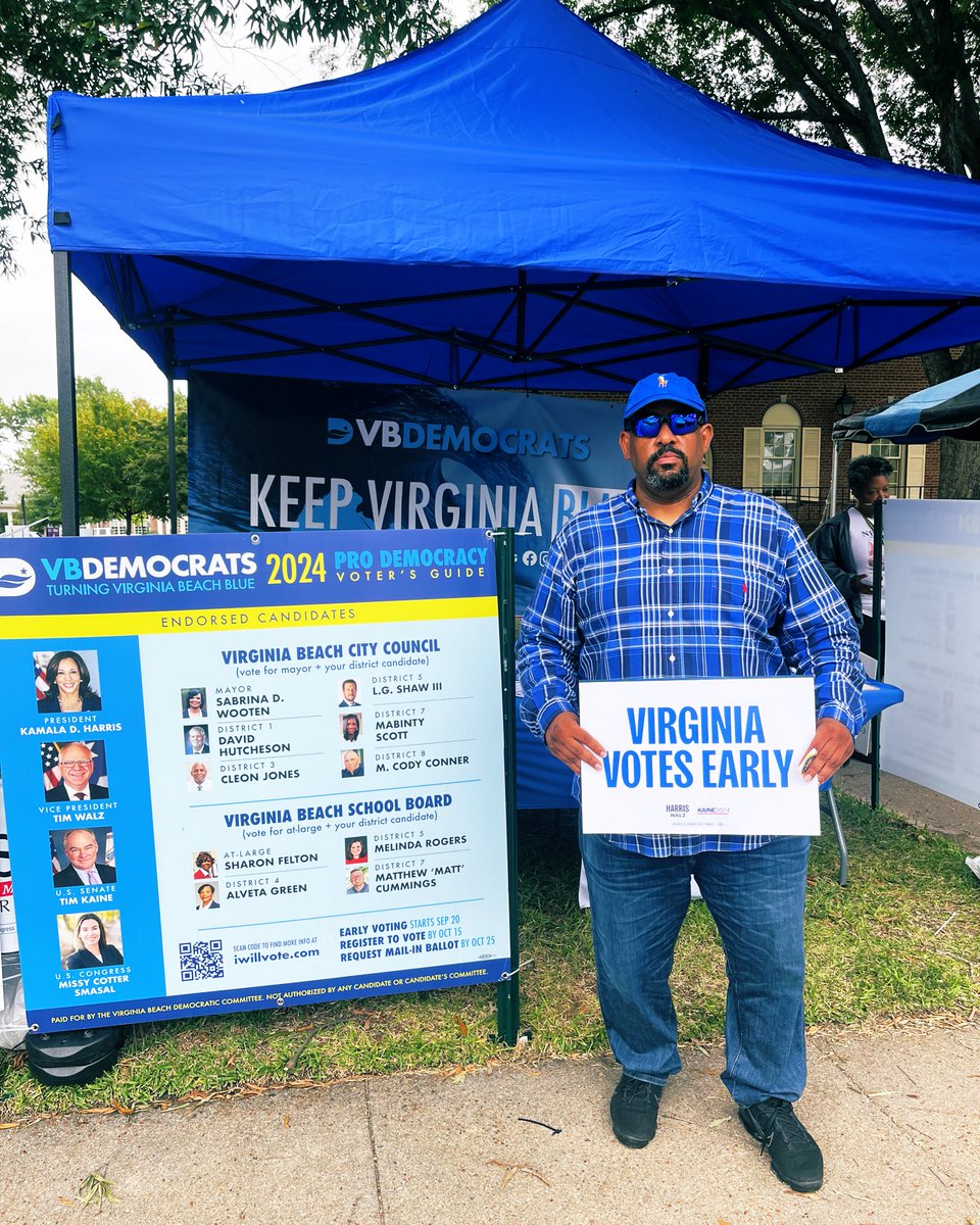 HawkDiesel1906's tweet photo. Today was a great day to cast my ballot for @KamalaHarris @Tim_Walz @timkaine @missycottersmas & @vademocrats down the ballot. #VAVotesNow @TheDemocrats #WeChooseKamala #KHive @vabeachdems #VoteBlue #VBDemsUnited #TK4VA #VA02 https://t.co/wHXq7uDWDq