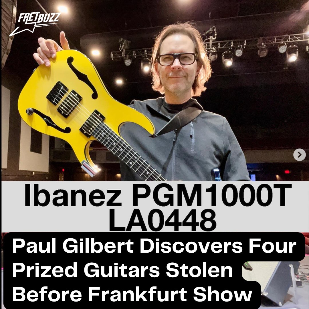 Paul Gilbert faced a major challenge when four of his beloved guitars were stolen in Frankfurt, Germany. Despite the setback, thanks to quick support from Ibanez, the Mr. Big show went on as planned. #musicnews #guitardaily #PaulGilbert