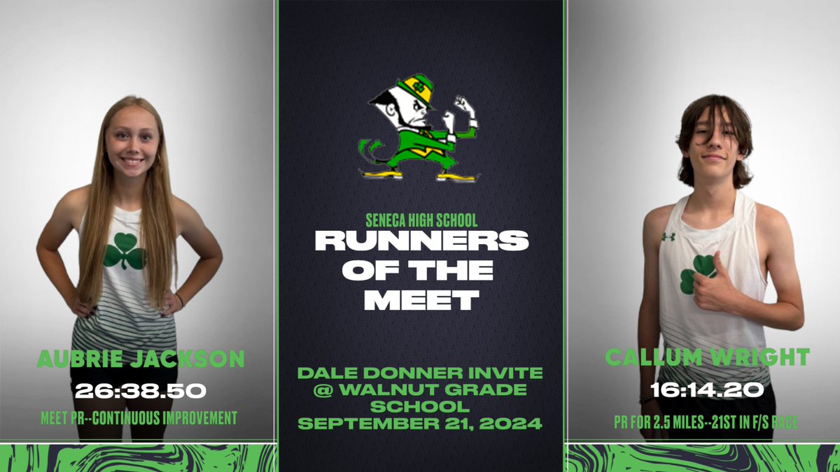 Seneca_XC's tweet photo. Congratulations to our Runners of the Meet from the Dale Donner Invite--Aubrie and Callum! https://t.co/RW5RjppyDR